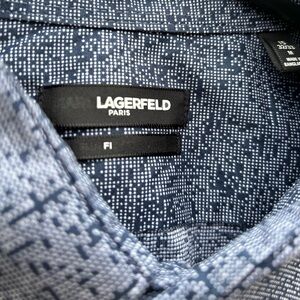 Karl Lagerfeld Paris Men’s Dress Shirt Dark Blue Size M 15/32-33